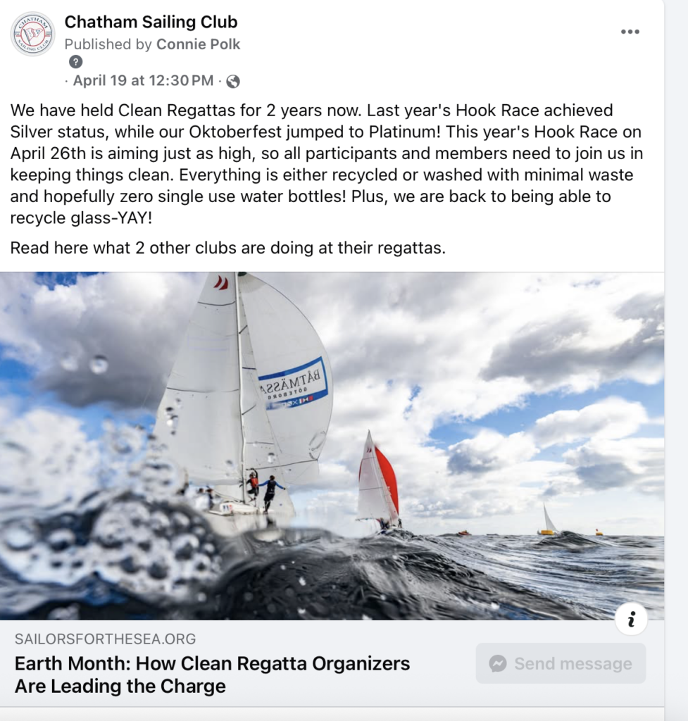 6. Publicize Your Sustainability Efforts<br>We do this on an ongoing basis on our FB pages and our GroupMe.  The first pic is from emails sent to all members and participants.